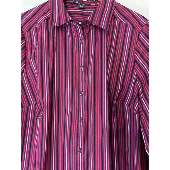 Roaman's Womens Plus Size Kate Tunic Big Shirt Purple Stripe 16 W Button-up 3/4 - Picture 5 of 11
